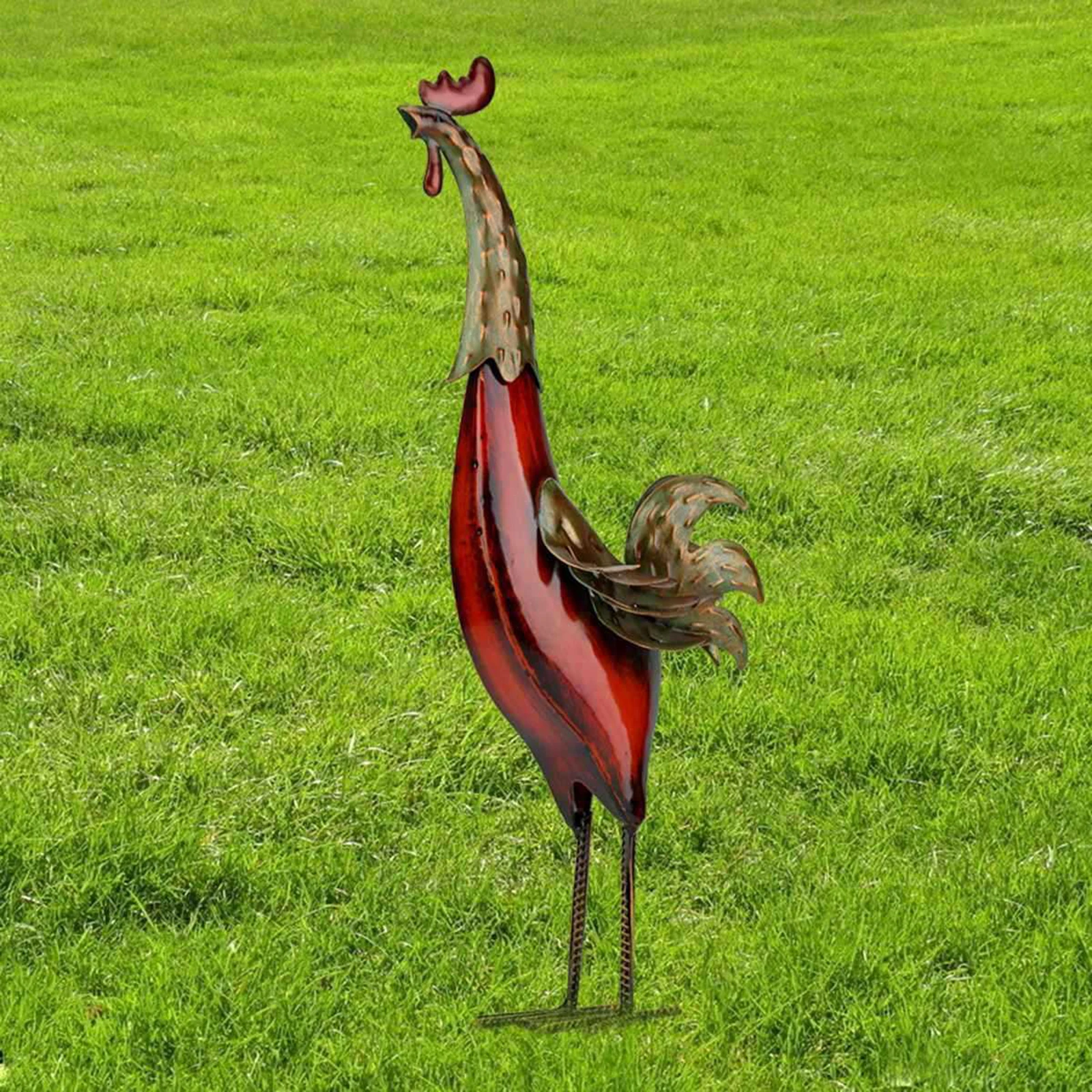 Metal Sculpture Multicolor Iron Rooster Home Furnishing Crafts Office Tabletop Decoration