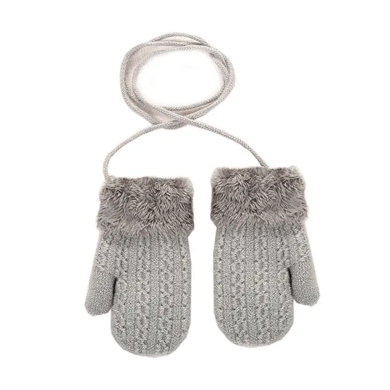Милые перчатки для маленьких девочек и мальчиков; зимние теплые лоскутные варежки; K1MA - Цвет: Серый