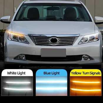 

CSCSNL 2Pcs For Toyota Camry 2012 2013 2014 Car Headlight LED Eyebrow Daytime Running Light DRL With Yellow Turn Signal Light