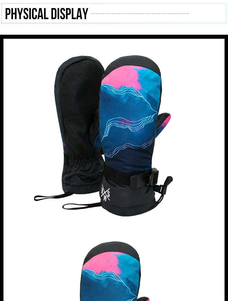 SMN лыжные перчатки для взрослых мужчин и женщин, водонепроницаемые теплые противоскользящие теплые перчатки, зимние лыжные перчатки для сноубординга и пеших прогулок