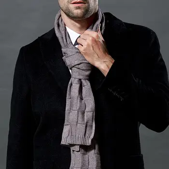 

Men Classic Scarf Business Knitted Long Scarf Plaid Jacquard Shawl Wraps Solid Color Plaid Jacquard Shawl Wraps