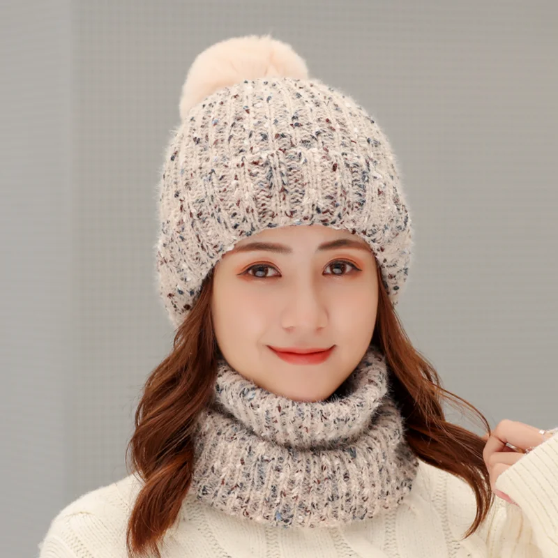 SUOGRY комплект из 2 предметов, новая зимняя шапка и шарф для женщин, зимний женский зимний шарф, однотонная хлопковая Повседневная шапка и шарф