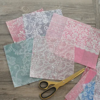

16 Sheets/lot 16.5*16.5cm Lace and Color Wax Paper Design Wrapping Creative Paper Craft Background Scrapbook Paper