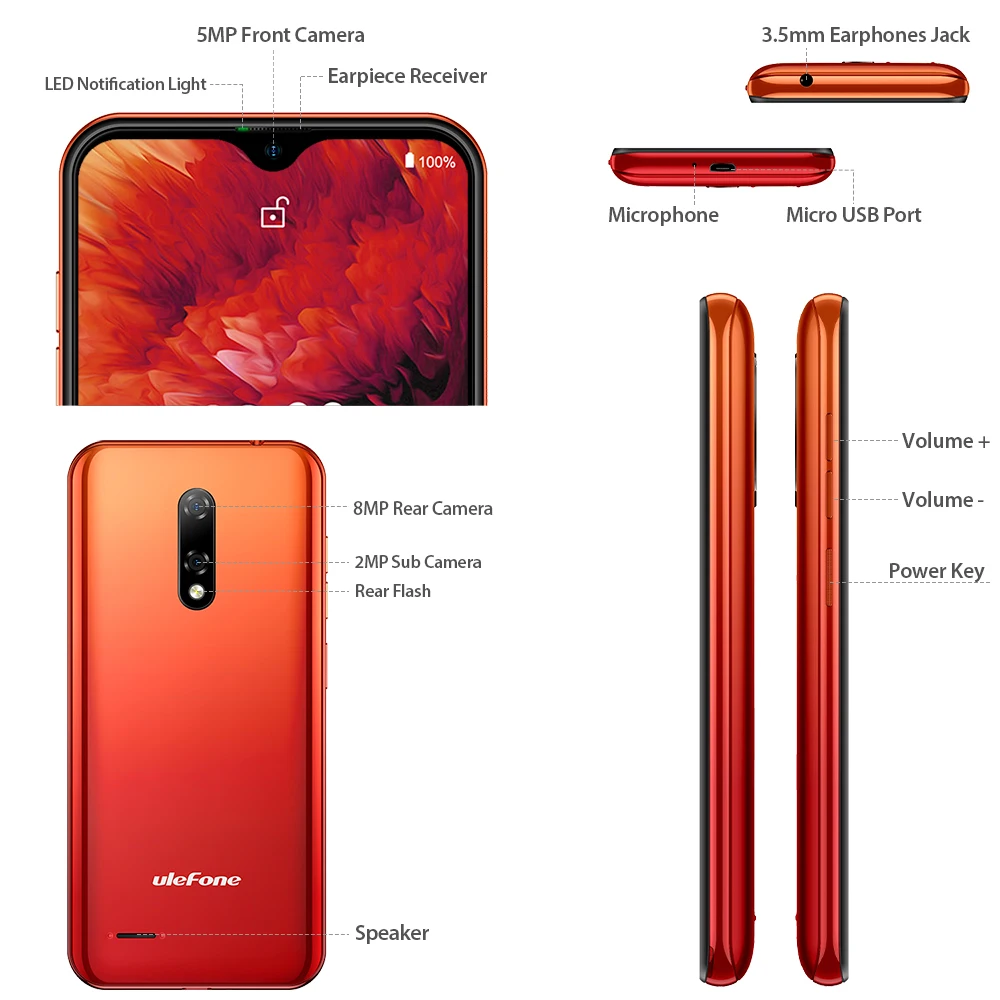 Смартфон Ulefone Note 8P на Android 10 Go четыре ядра экран 5 дюйма 2 ГБ + 16 Гб|Смартфоны| |