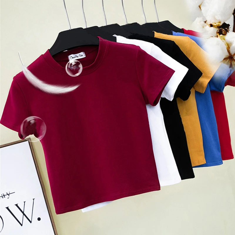 Green Crop Top T-Shirt Female Solid Cotton O-Neck Short Sleeve T-shirts for Women High Waist Slim Short Sport Femme T-Shirt 1 Green Crop Top T-Shirt Female Solid Cotton O-Neck Short Sleeve T-shirts for Women High Waist Slim Short Sport Femme T-Shirt