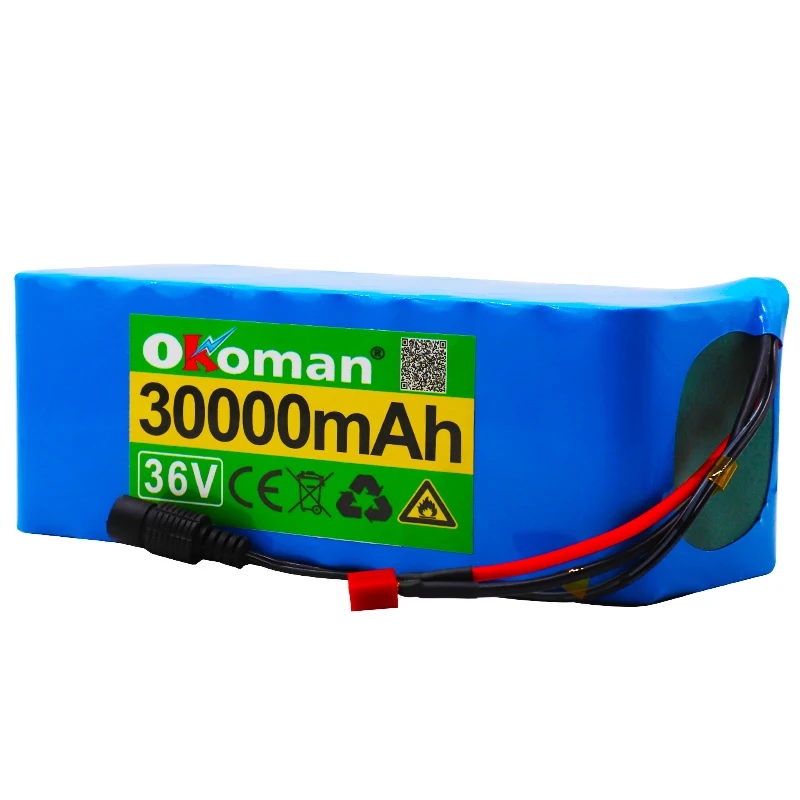 Аккумулятор 36В 10S4P 30Ah е-байка 36В 18650 Батарейный блок 500 Вт 42В 30000 мАч цилиндрическая литий-ионный аккумулятор для электрического велосипеда с BMS
