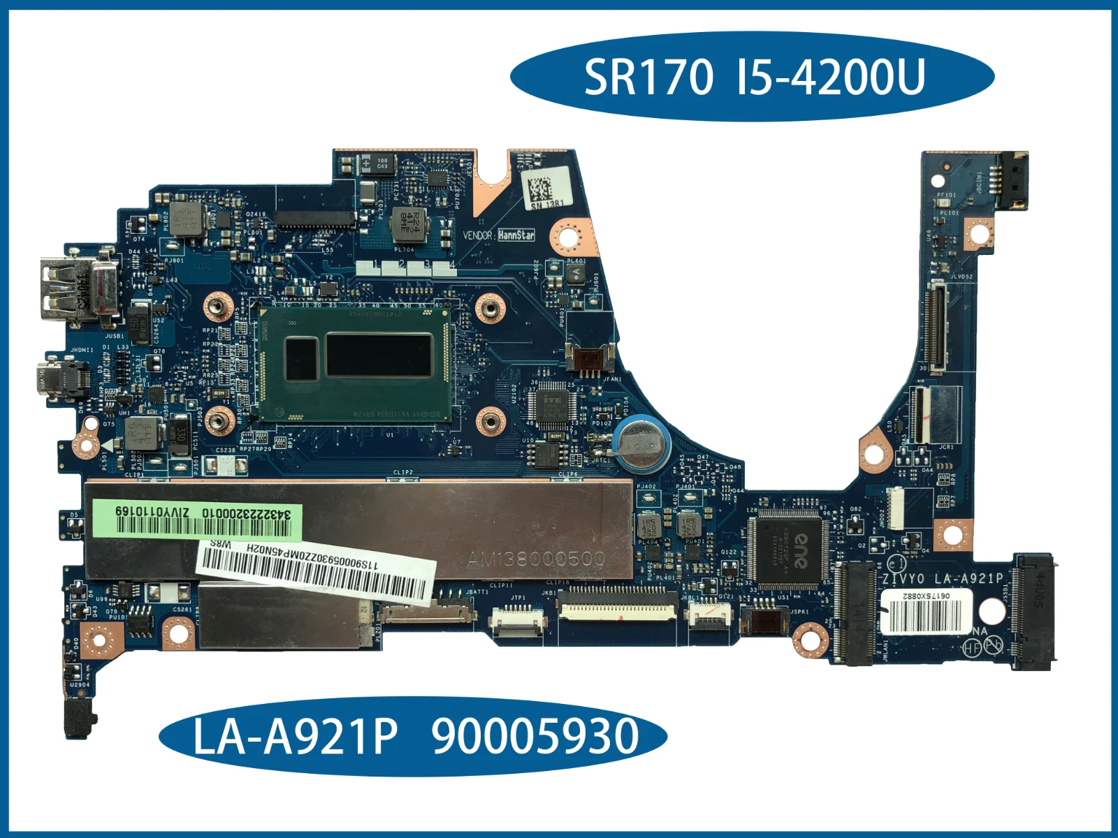 Материнская плата 90005930 для ноутбука Lenovo Yoga 2 13 ZIVY0 LA-A921P SR170 I5-4200U 8 ГБ 100% полностью