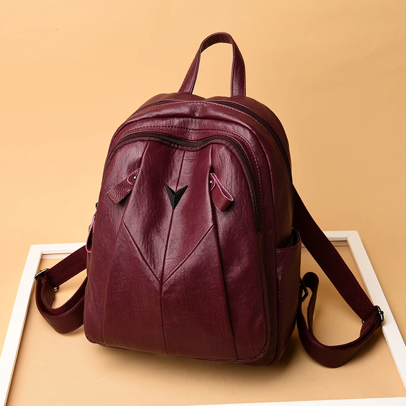 Multi-function Women Backpack High Quality Soft Leather Backpacks For Teenage Girls Shoulder Bag Travel Backpack mochilas mujer