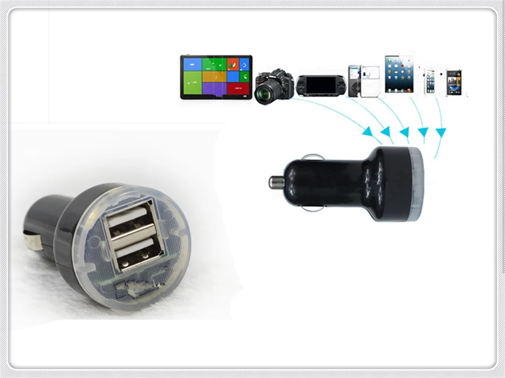 Автомобильные аксессуары зарядное устройство с двумя USB портами адаптер