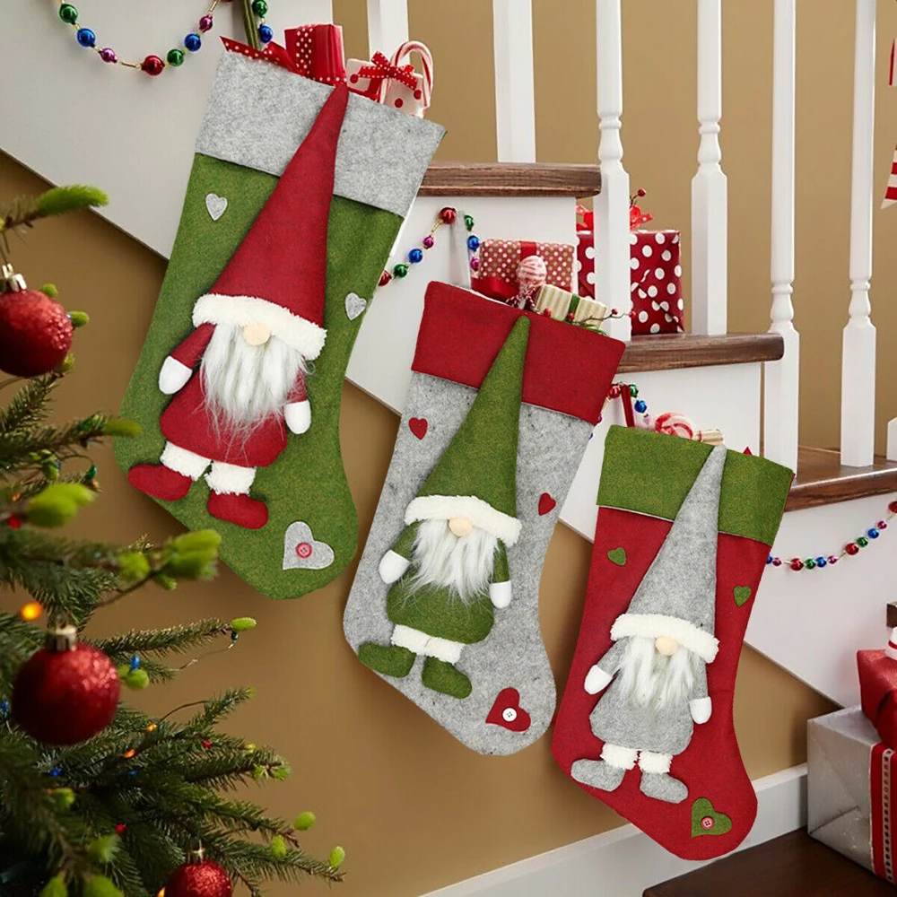 Christmas Socks Gift Bag Christmas Decoration Candy Bag Stocking Home Party Gift