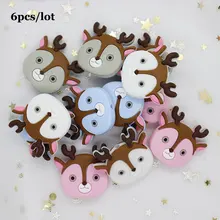 6 pièces perles de Silicone cerf Mini Animal bébé jouets de dentition sans BPA Perle Silicone rongeur petite tige bébé anneau de dentition Perle de Kralen 