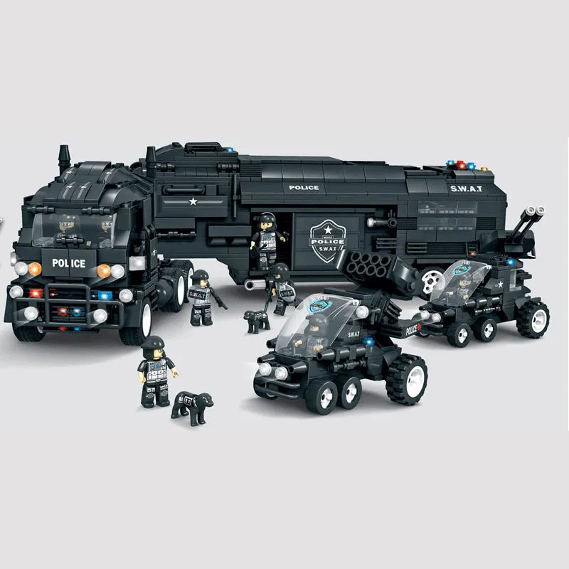 

1492PCS C0552 SWAT series Troops military Defender battle command vehicle Building Blocks Bricks Children Toys Gifts For Friends