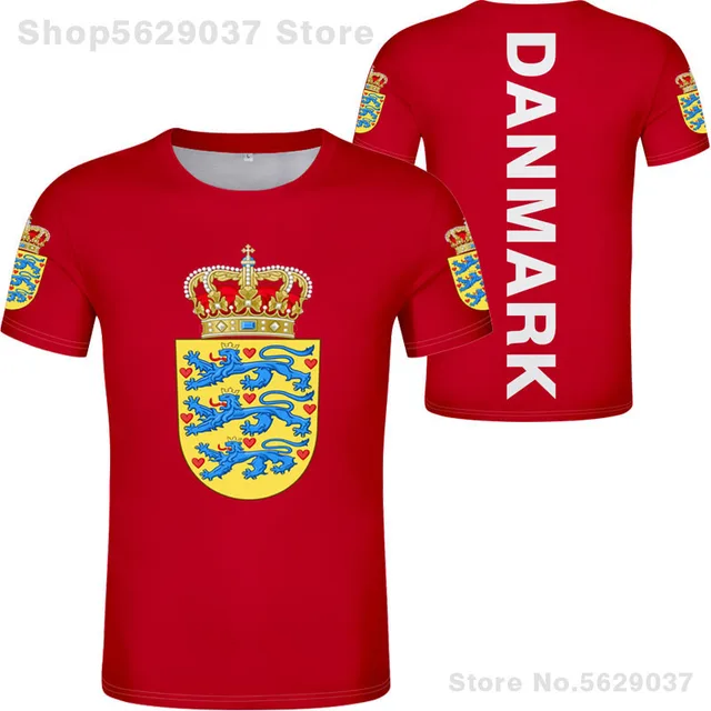 tag et billede fotoelektrisk falanks Denmark T Shirt Logo Free Custom Made Name Number Dnk T-shirt Nation Flag  Danish Kingdom Country Danmark Dk Print Photo Clothing - T-shirts -  AliExpress