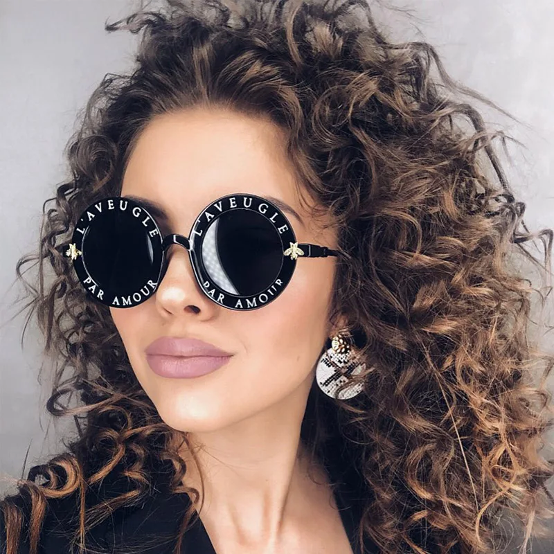 SKYWAY Fashion Alphabet Bee Sunglasses Vintage Round Women Men Unisex UV400 PC Sun Glasses