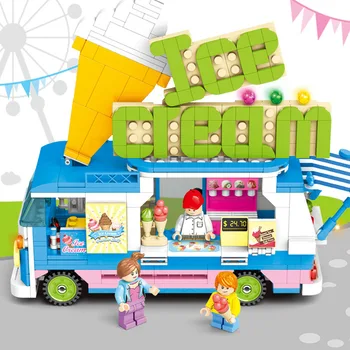 

601300 Classic Street View Series Ice Cream Sales Pushcart GIRL'S And BOY'S Children'S Educational Assembled Building no box