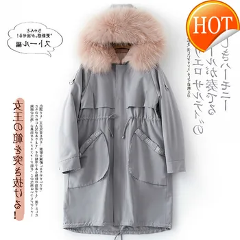 GĂŒnstige Pelzmantel Echt Frauen Rex Kaninchen Pelzmantel WaschbĂ€ren Pelz Kragen Winter Mantel Frauen Echtpelz Parka Frauen Kleidung 2020 B19F81340 YY927