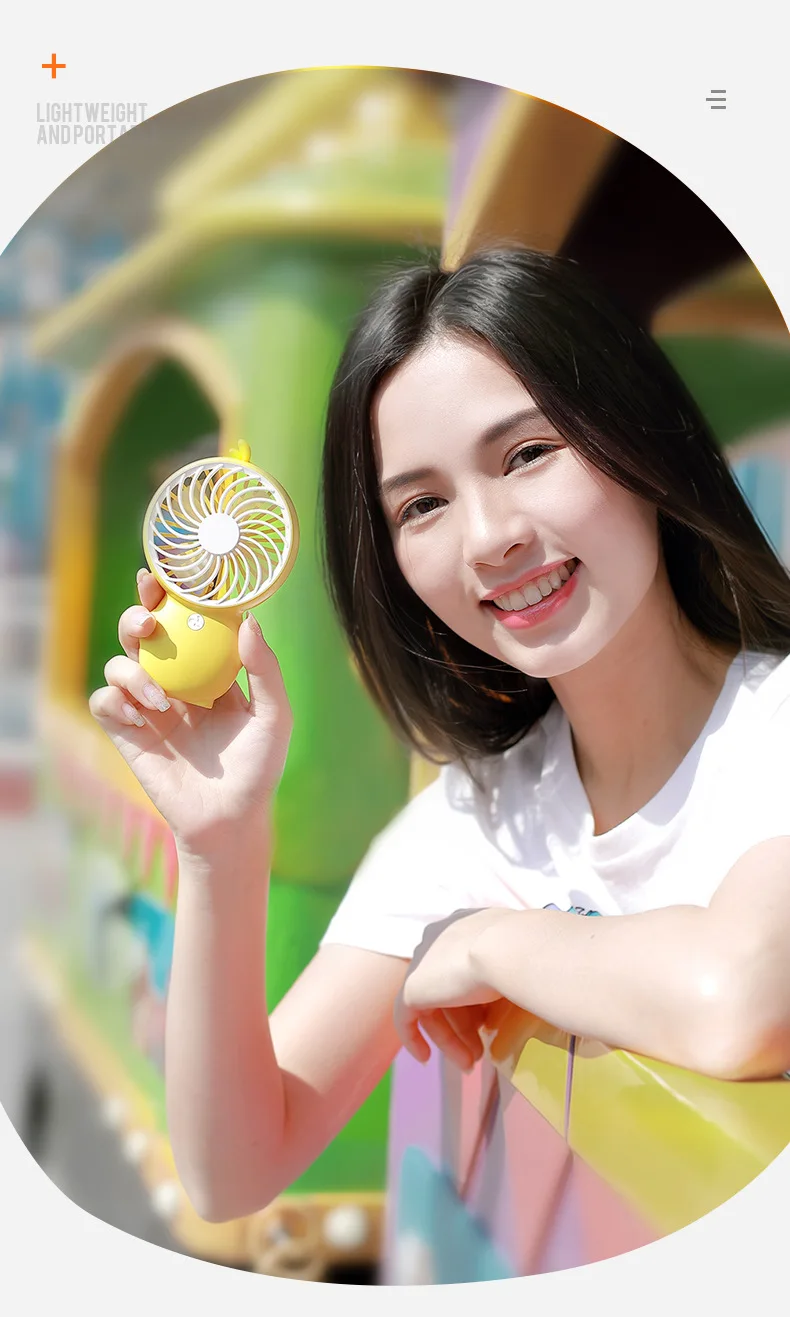 Amazon Hot Selling Yellow Duck Small Fan USB Cartoon Small Fan Variety Charging Mode Portable Fan