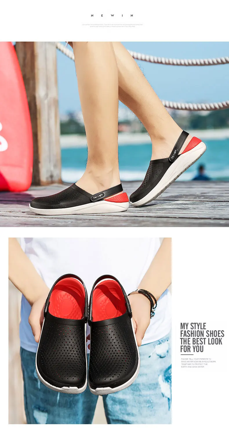 Summer New Style Sandals Closed-toe Hollow out Large Size COUPLE'S Porous Shoes Lightweight Soft-Sole Sandals