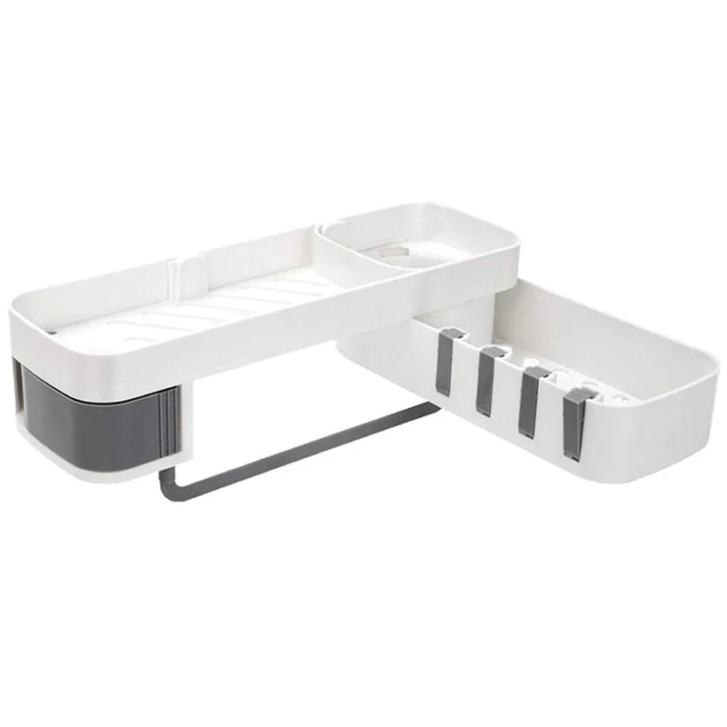 

New Seamless Kitchen Corner No Drill Shelves, Rotating Wall-Mounted Tripod,Bathroom Drain Rack Storage Shelf Seamlessly, Adhesiv