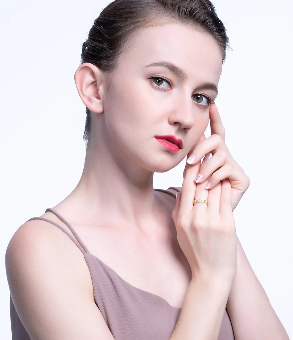 ORSA JEWELS 925 пробы цветок кристалл геометрические открытые кольца с АААА циркон палец кольца Тонкий ювелирный свадебный подарок OSR151