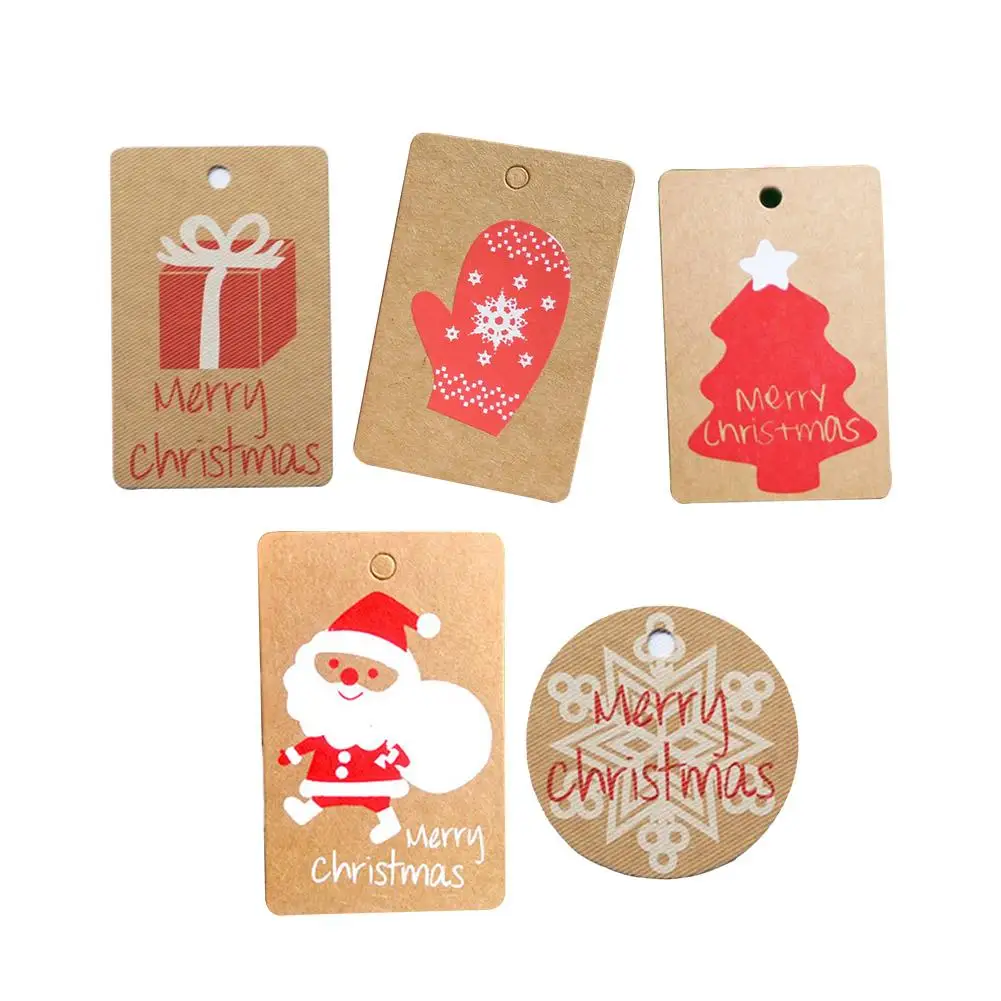 

Christmas Decoration Tag Christmas Gift Packaging Tag Card Santa Claus Tree Snowflake DIY Wooden Card 50PCS