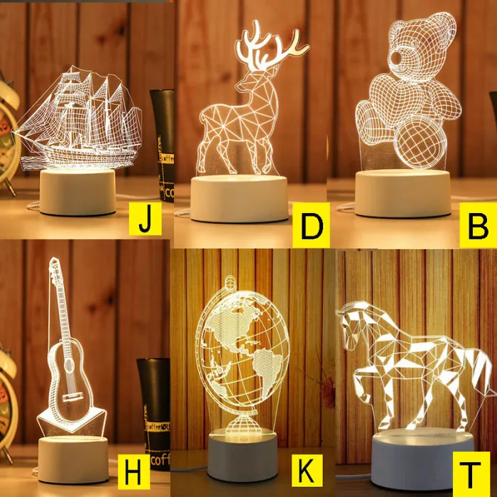 Мультяшный ночной Светильник 3D светодиодный USB мечта мягкий Светильник Настольный ночной Светильник FKU66