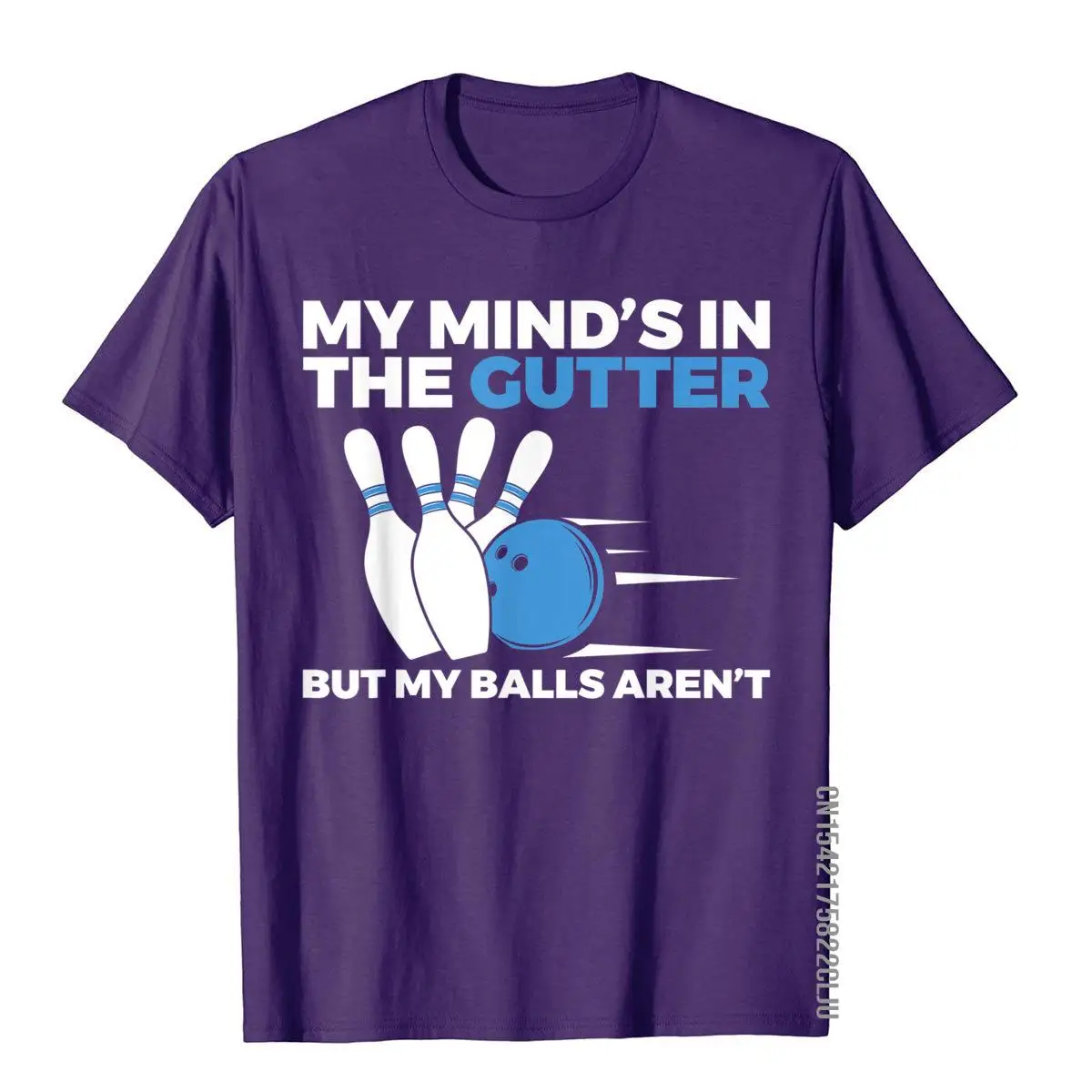 Bowling Joke Pun - My Mind`s In Gutter But My Balls Aren`t T-Shirt__97A1055purple