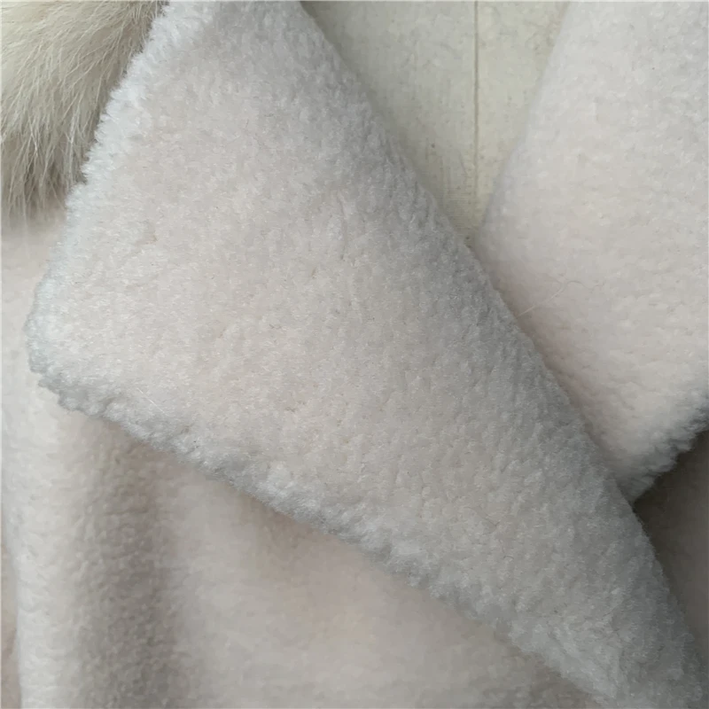 MAOMAOFUR пальто с натуральным овечьим мехом воротник из лисьего меха манжеты теплое шерстяное пальто для женщин зима верблюжий розовый цвета натуральная шерстяная куртка