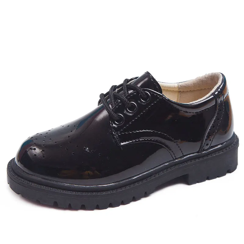Детская кожаная обувь унисекс черного цвета; школьная обувь для мальчиков; детская модельная обувь для студентов; Танцевальная Свадебная обувь; Черная детская обувь; От 4 до 15 лет
