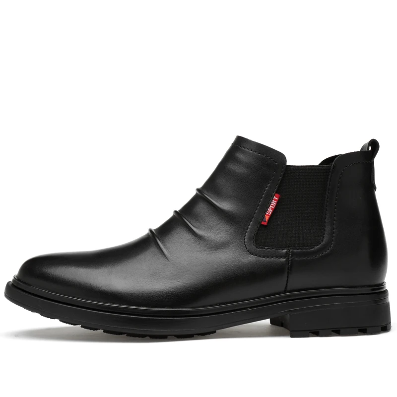 

Big Size Slip On Men Snow Boots Chelsea 2019 Winter Genuine Leather Handmade Brand Warmest Men Winter Shoes 8#23D50