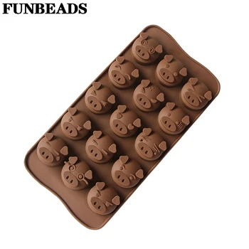 

15 Pig Head Shape Silicone Mold Chocolate Jelly Pudding Confectionery Molds Clay Mould Bakewear Dishes CM053