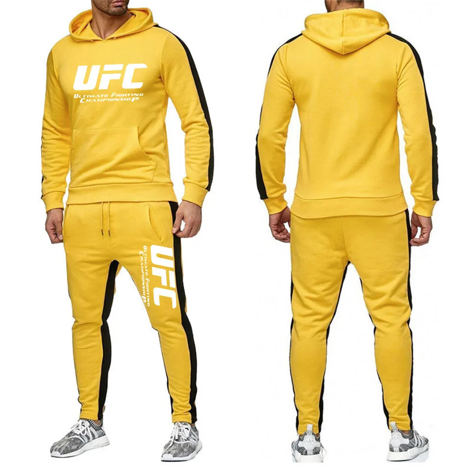 

UFC Sports Shirt Set Ouma Ultimate Fighting Lettered Printed Hoodie + Athletic Pants Two-Piece Set Sports Casual Men's