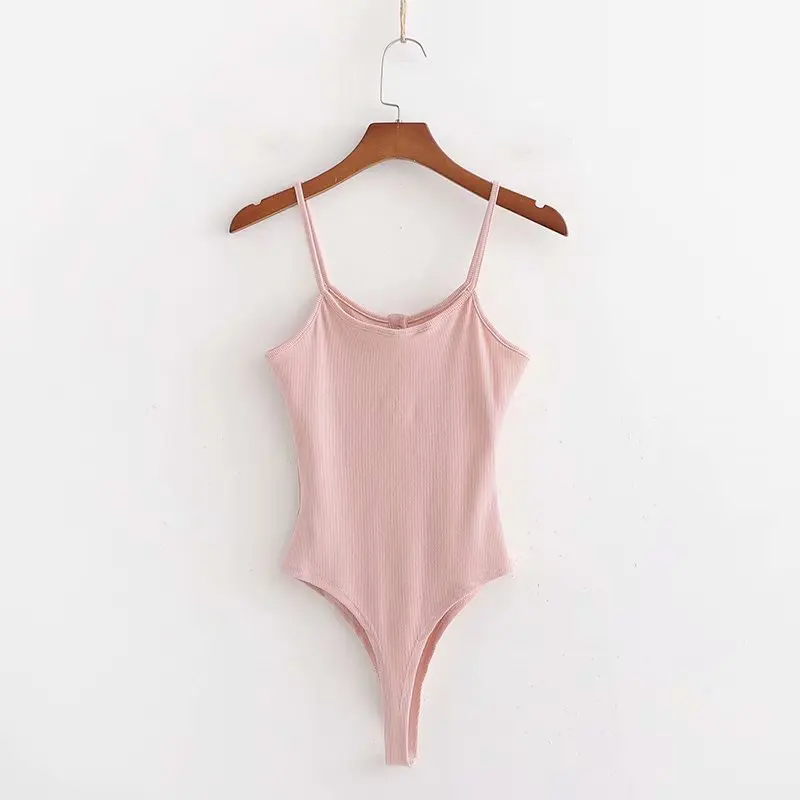 Candy-color Rib Knit Bodysuit Women Spaghetti Strap Sexy Tops Summer Playsuit Body mujer XDWM2957