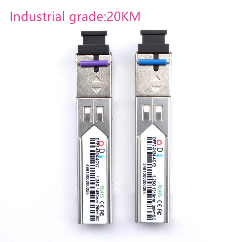 Industrial grade20KM SC SFP волоконно-оптический модуль промышленного класса-40~+ 80 по Цельсию 1.25G20/40/80 км 1310/1490/1550 нм одиночный SFP Совместимый оптический модуль - Цвет: Industrial grade20KM