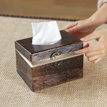 

Solid wood Japanese tissue box log extraction drawer paper box tissue storage box napkin box square box CL51702 car tissue box