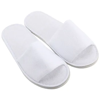 

5 Pairs Spa Hotel Guest Slippers Open Toe Towelling Disposable Terry Style white kids adult shoes Disposable Slippers daily wear
