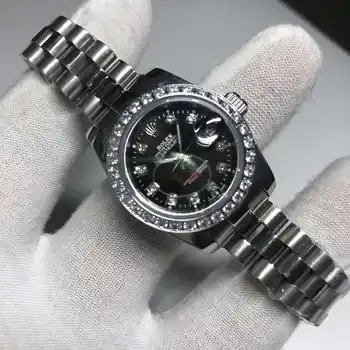 

Diamonds watch 28mm size AAA women Luxury Watch Date Automatic just Mechanical glide smooth second hand AAA