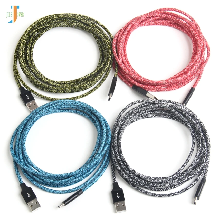 500 шт/партия usb type C кабель ткань из пряжи Быстрая зарядка USB C шнур данных Usb-C зарядное устройство для samsung S10 S9 S8 Xiaomi MI8 Redmi Note7