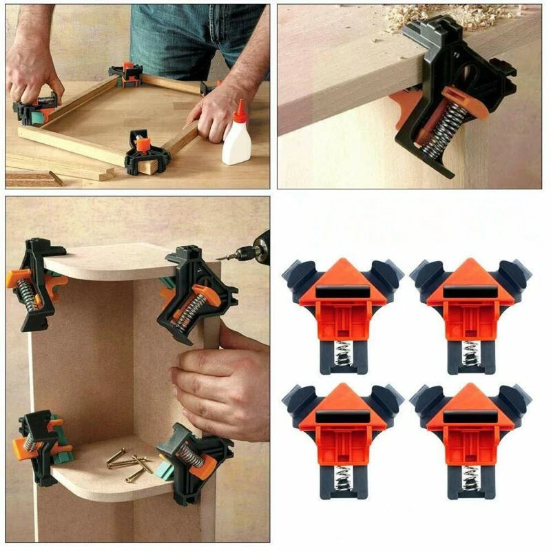 

4pcs Woodworking 90 Degree Right Angle Clamp Fixing Clip Quick Picture Frame Corner Clamp Metal+Plastic Fixed Clamps