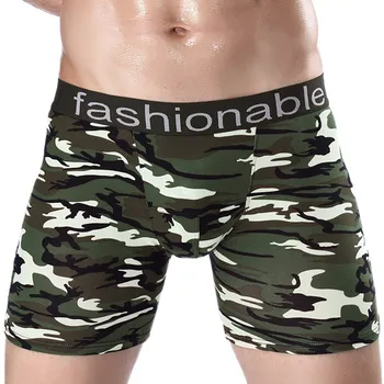 

2pcs Mens Long Leg Briefs Underwear Printed Cotton Running Anti Friction Legs Pants Loose and Comfort underware Plus Size shorts