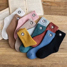 Толстые зимние махровые женские носки в виде собаки Harajuku, зимние хлопковые корейские белые розовые носки для сна, подарок, Япония, забавные