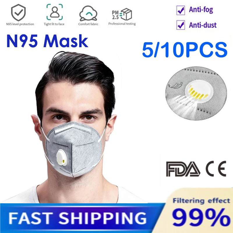

5/10pcs N95 Mask Anti dust KN95 Protective Masks Respirator Anti-Fog Masks PM2.5 Safety Same As KF94 FFP3 ffp2 In Stock Ship