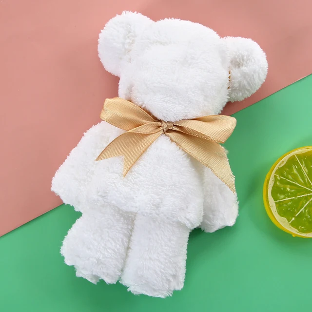 NEW Coral Velvet Bear Shape Hand Towel Face Washing Towel Super Absorbent Comfort Towels Baby Shower Party Wedding Gifts 35x75cm white
