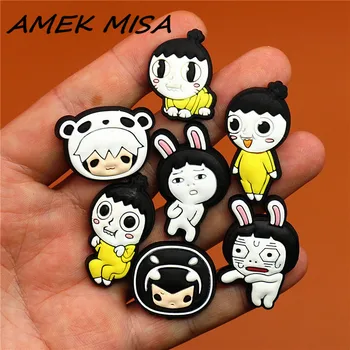 

12 pcs a Set PVC Korean Cartoon Shoe Charms Shoe Decorations Bunny Girl Shoe Buckles Accessories fit Croc JIBZ Party Kid's Gifts
