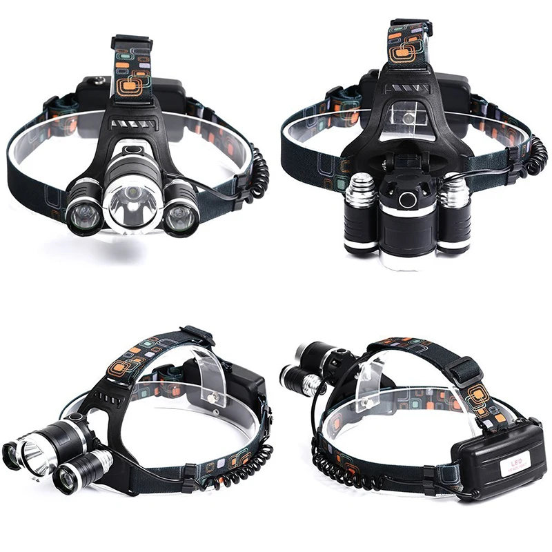 Перезаряжаемые фар 13000Lm xm-T6 3Led фары головного света Рыбная ловля лампа Охота Фонари+ 2x18650+ автомобильное/ AC/USB Зарядное устройство
