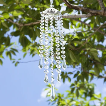 

H&D Hanging Clear Crystal Suncatcher Ornaments with Ganesha Decor Protection Charm Chandelier Lamps Crystal Icicle Prism Pendant