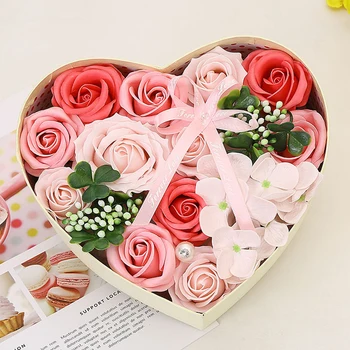 

Soap Flower Gift Box Romantic Rose Sunflower Round Love Heart Shape Artificial Flower for Wedding Valentine Anniversary Gifts