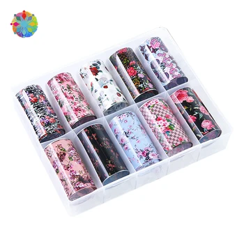 

10pcs Transfer Adhesive Wraps Paper Manicure Decoration Nail Art Decals Foil Nail Art Rose Flower Stickers for Nails