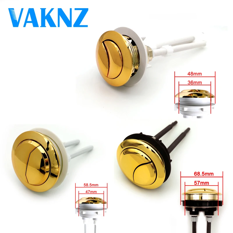 Dual Flush toilet tank Gold colour 38mm/48mm/58mm Button Round shape ...