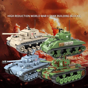 

Military Series Soviet BT-7 light Technic Tank Building Blocks For Army WW2 Soldier Weapon Bricks Education Toys for Boys gift